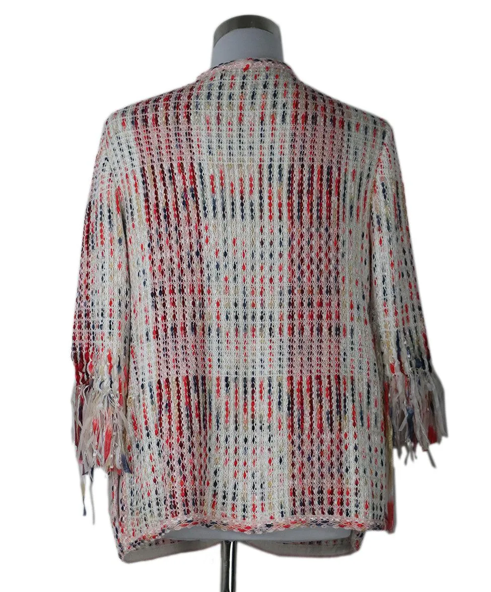 St. John Red & White Woven Jacket sz 8