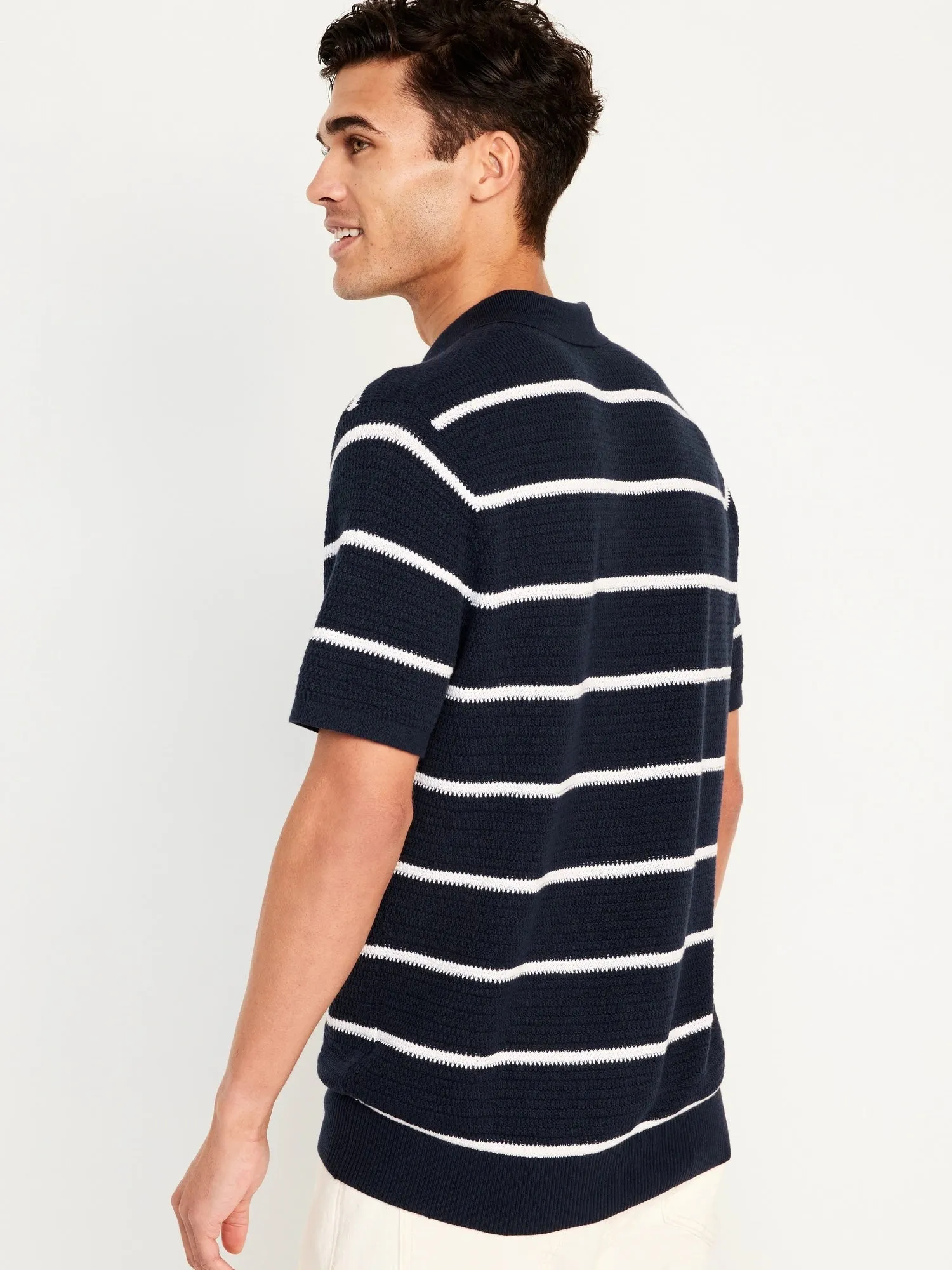 Striped Polo Sweater for Men