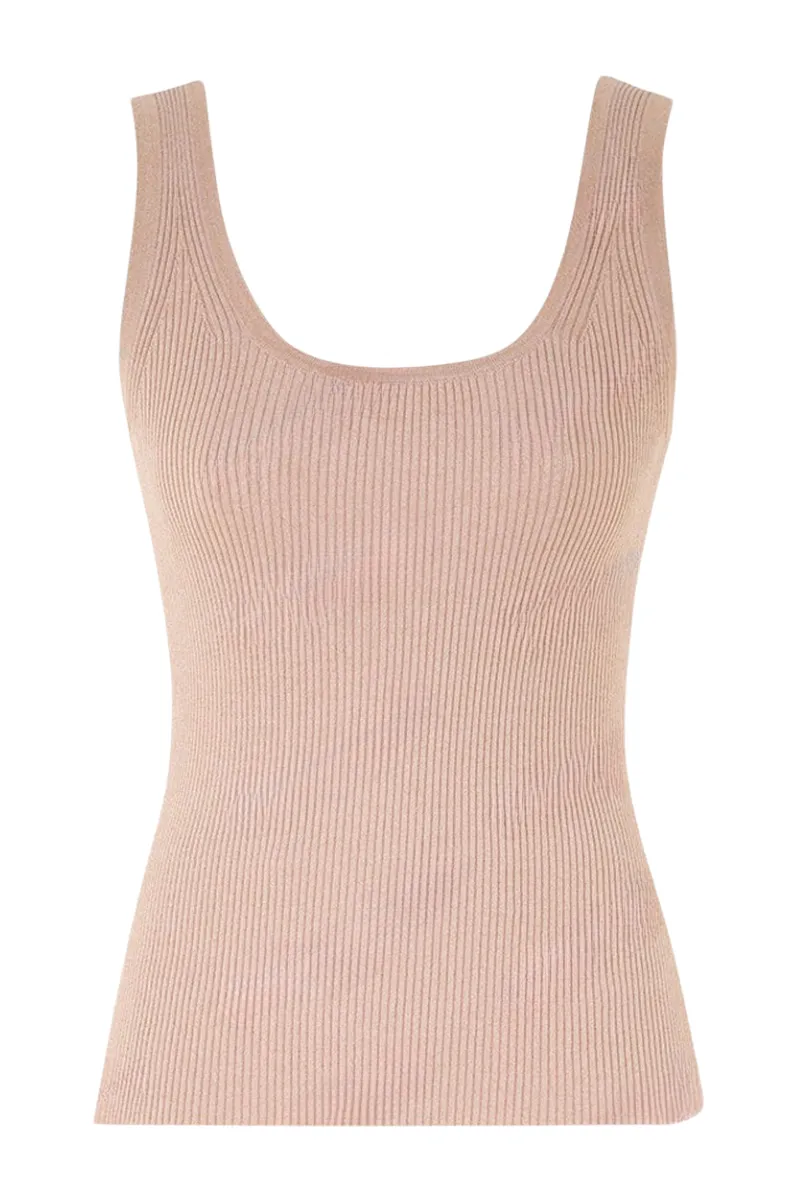Tallow Metallic Scoop Neck Tank