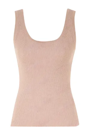 Tallow Metallic Scoop Neck Tank
