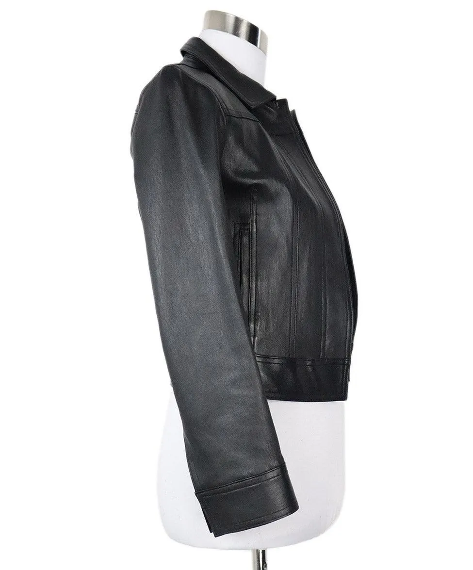 Theory Black Leather Jacket sz 0