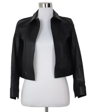 Theory Black Leather Jacket sz 0