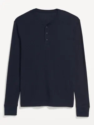 Thermal-Knit Long-Sleeve Henley T-Shirt for Men Old-Navy