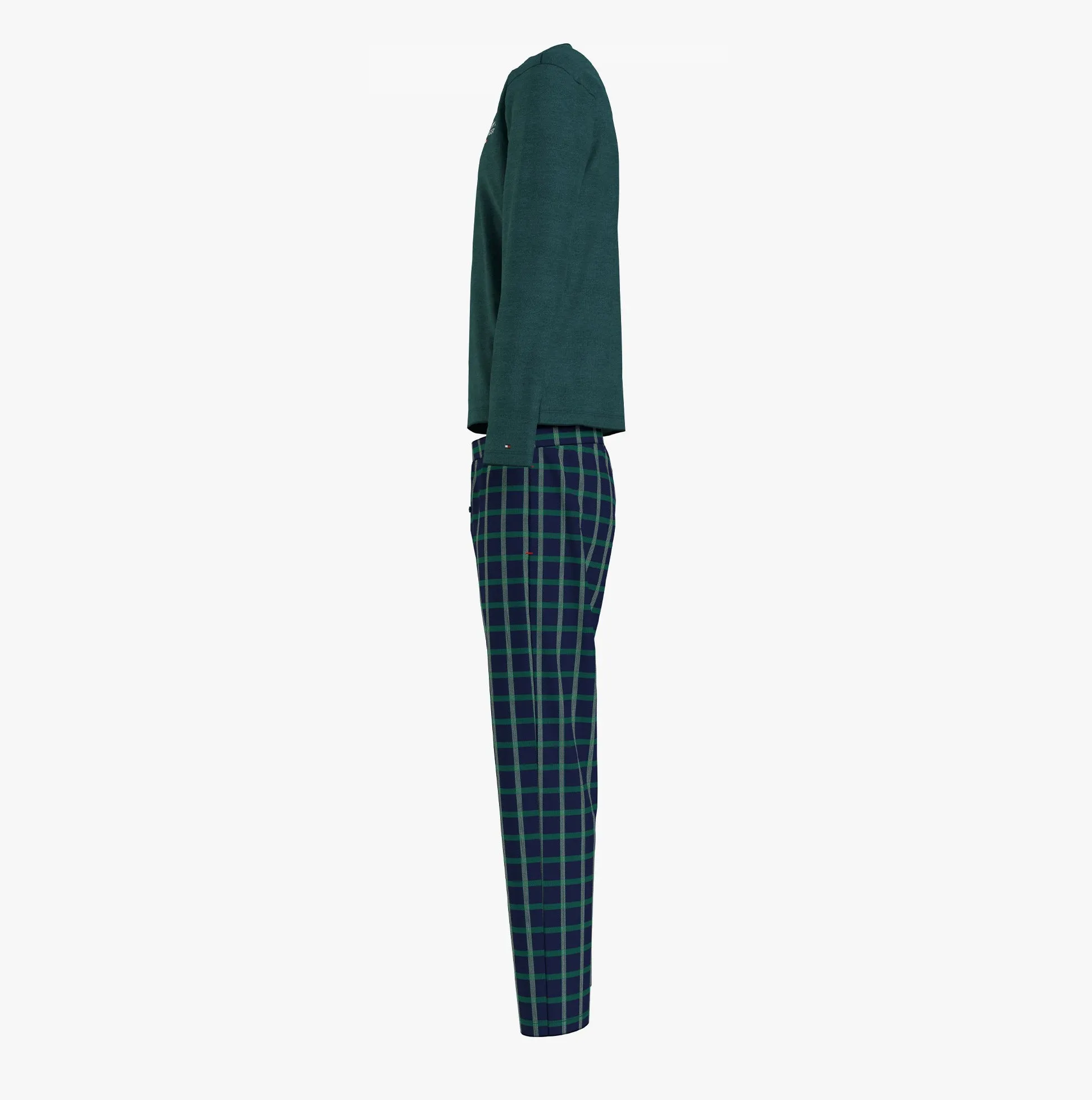 Tommy Hilfiger FLANNEL Mens Long-Sleeve Pyjama Set Deep Spruce/TH Woven Check