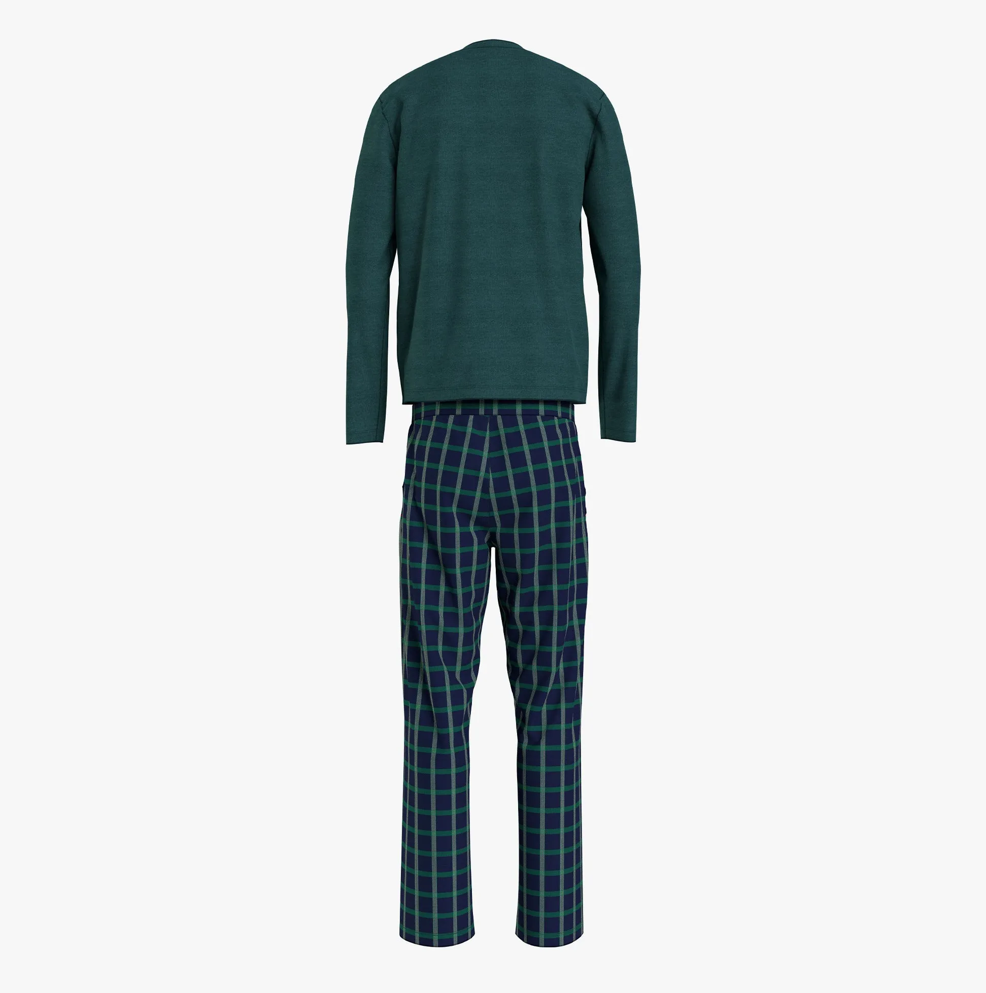 Tommy Hilfiger FLANNEL Mens Long-Sleeve Pyjama Set Deep Spruce/TH Woven Check