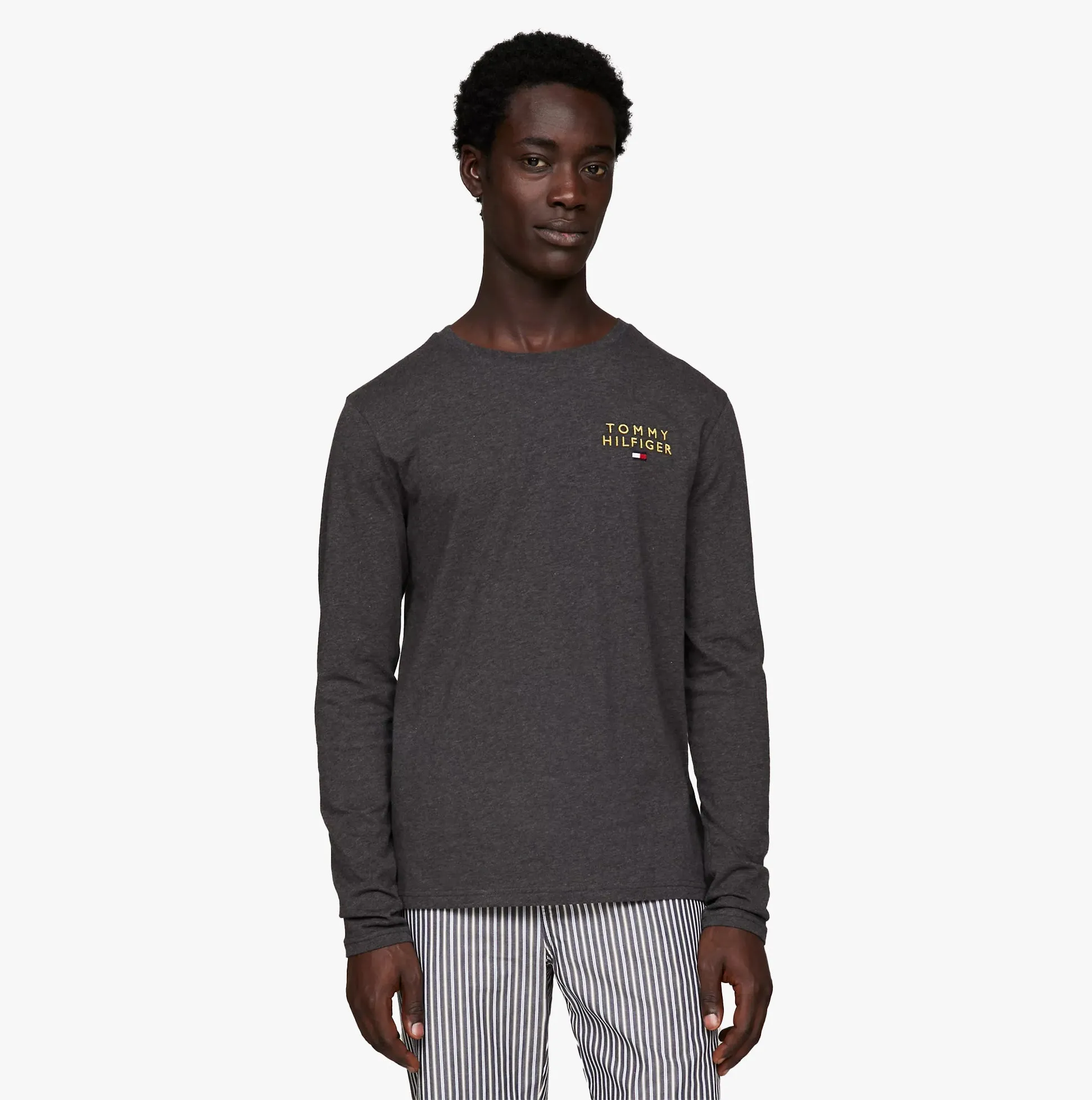 Tommy Hilfiger LS TEE LOGO GOLD Mens T-Shirt Dark Grey Ht
