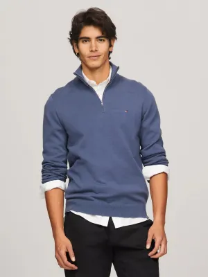 Tommy Hilfiger Solid Logo Quarter-Zip Sweater - Men