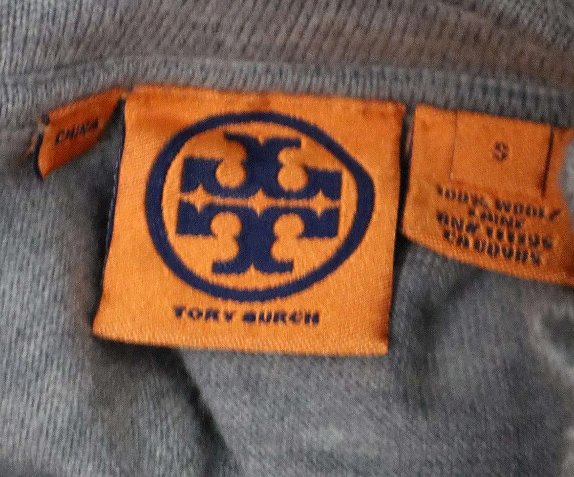 Tory Burch Grey Wool Ruffle Trim Sweater sz 4