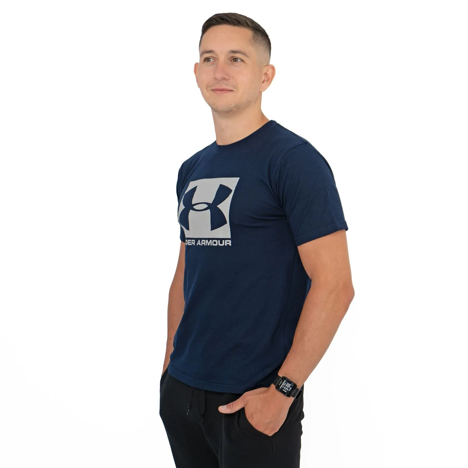 Under Armour Men Logo Print Sportstyle Navy Short Sleeve T-shirt