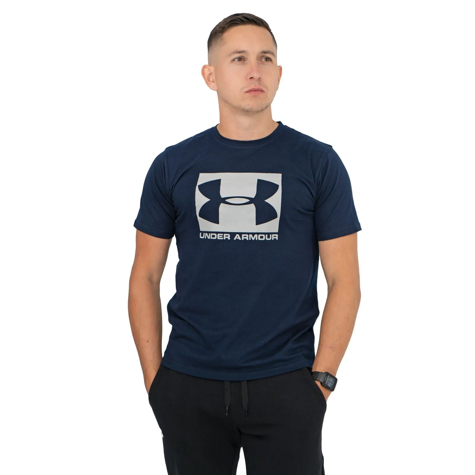 Under Armour Men Logo Print Sportstyle Navy Short Sleeve T-shirt
