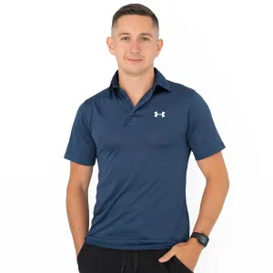 Under Armour Mens HeatGear Golf Sports Navy Blue Polo Shirt Casual Tops