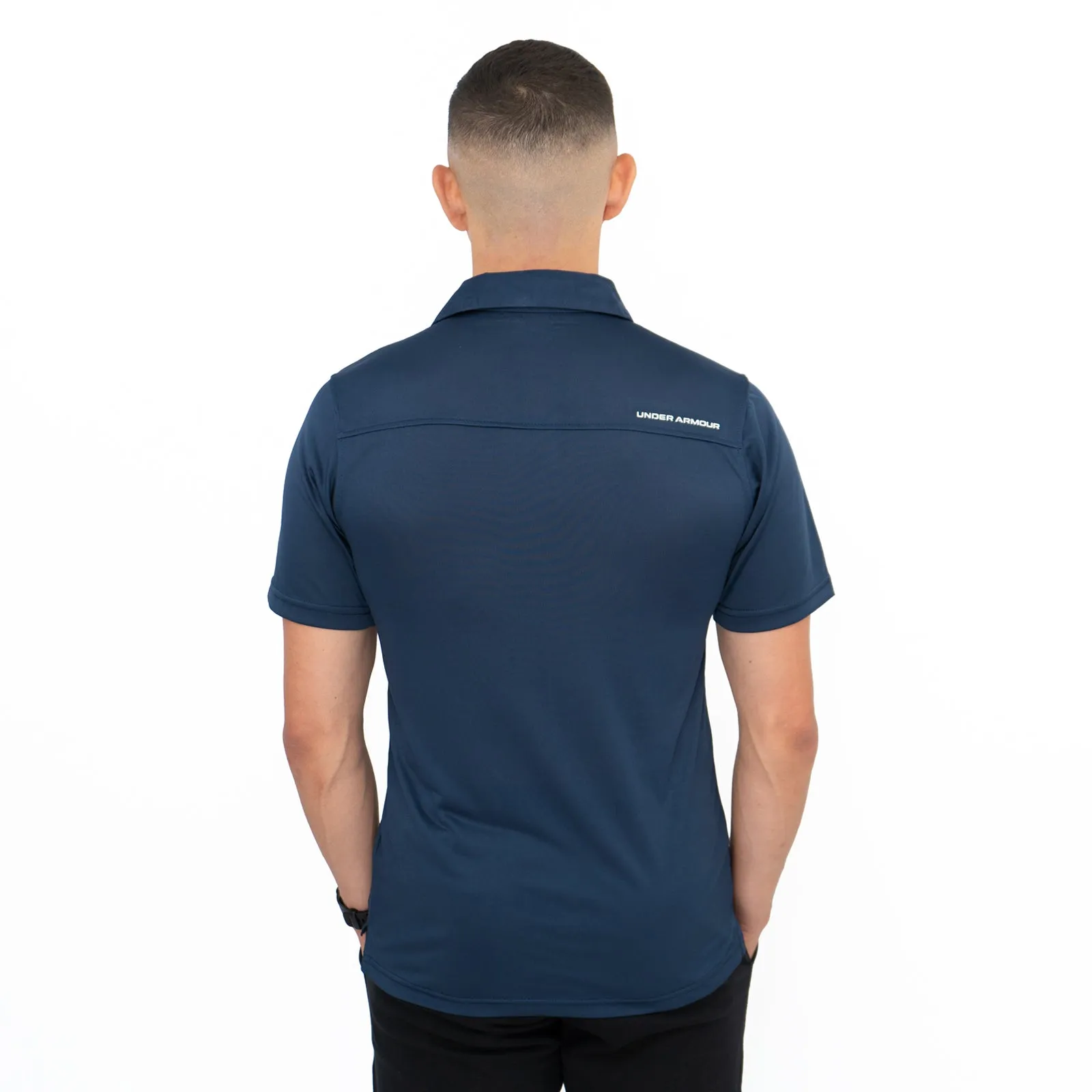 Under Armour Mens HeatGear Golf Sports Navy Blue Polo Shirt Casual Tops