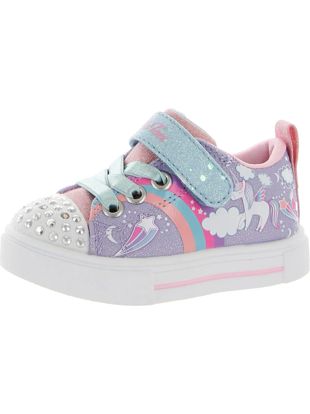 Unicorn Charmed Girls Glitter Slip On Light-Up Shoes