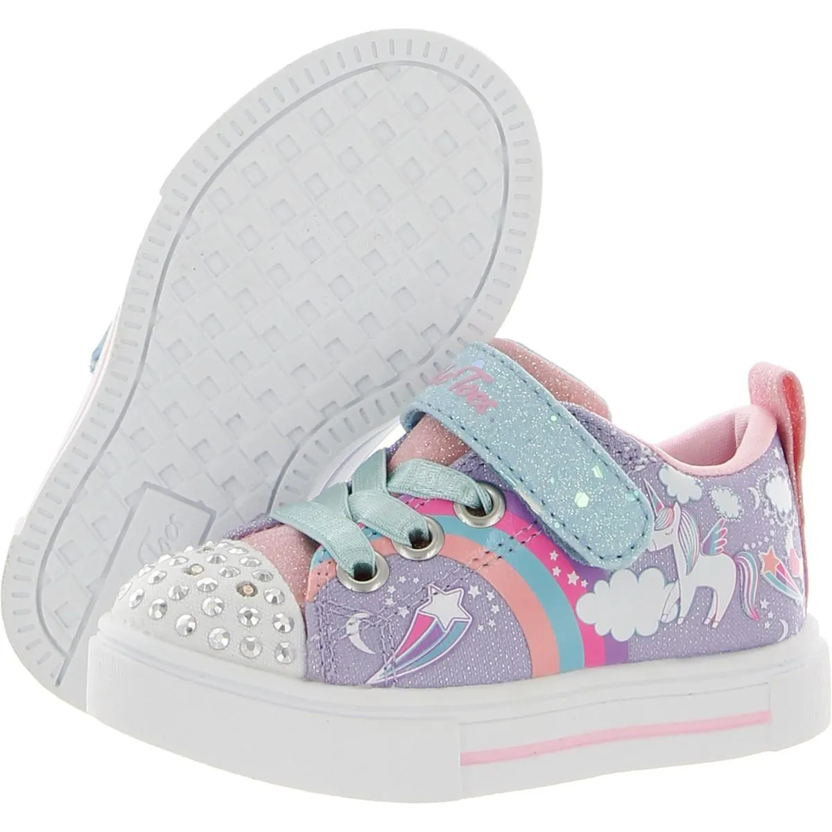 Unicorn Charmed Girls Glitter Slip On Light-Up Shoes