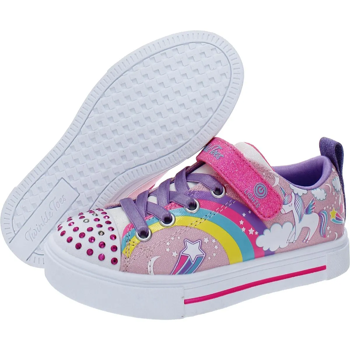Unicorn Charmed Girls Metallic Slip On Light-Up Shoes