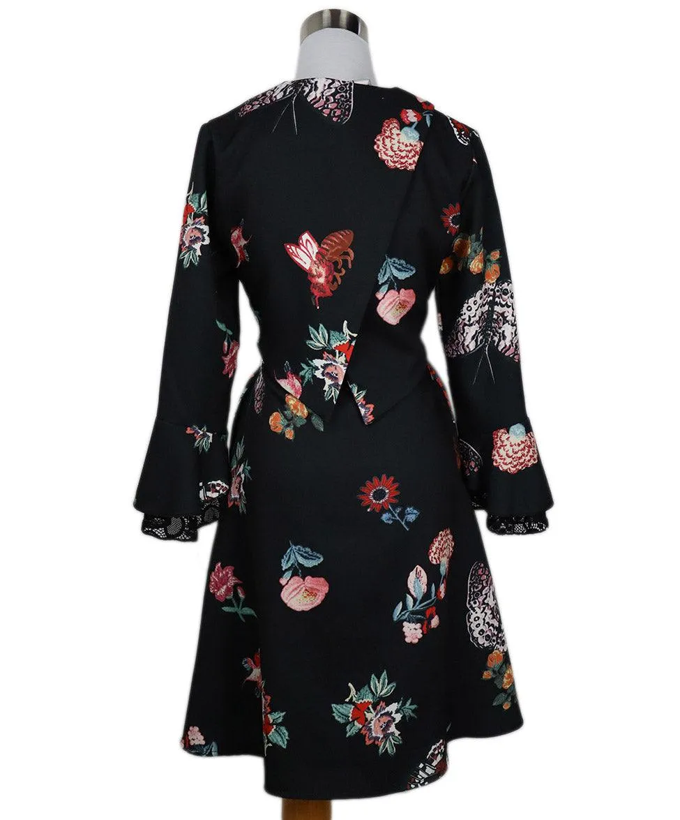Valentino Black & Multicolor Floral Print Dress sz 6