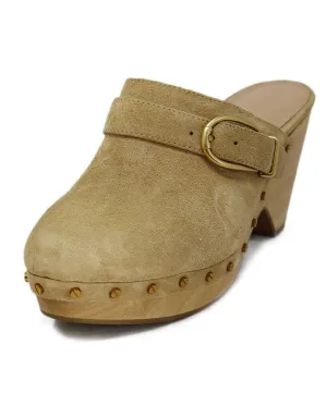 Veronica Beard Beige Suede Wood Clogs sz 7