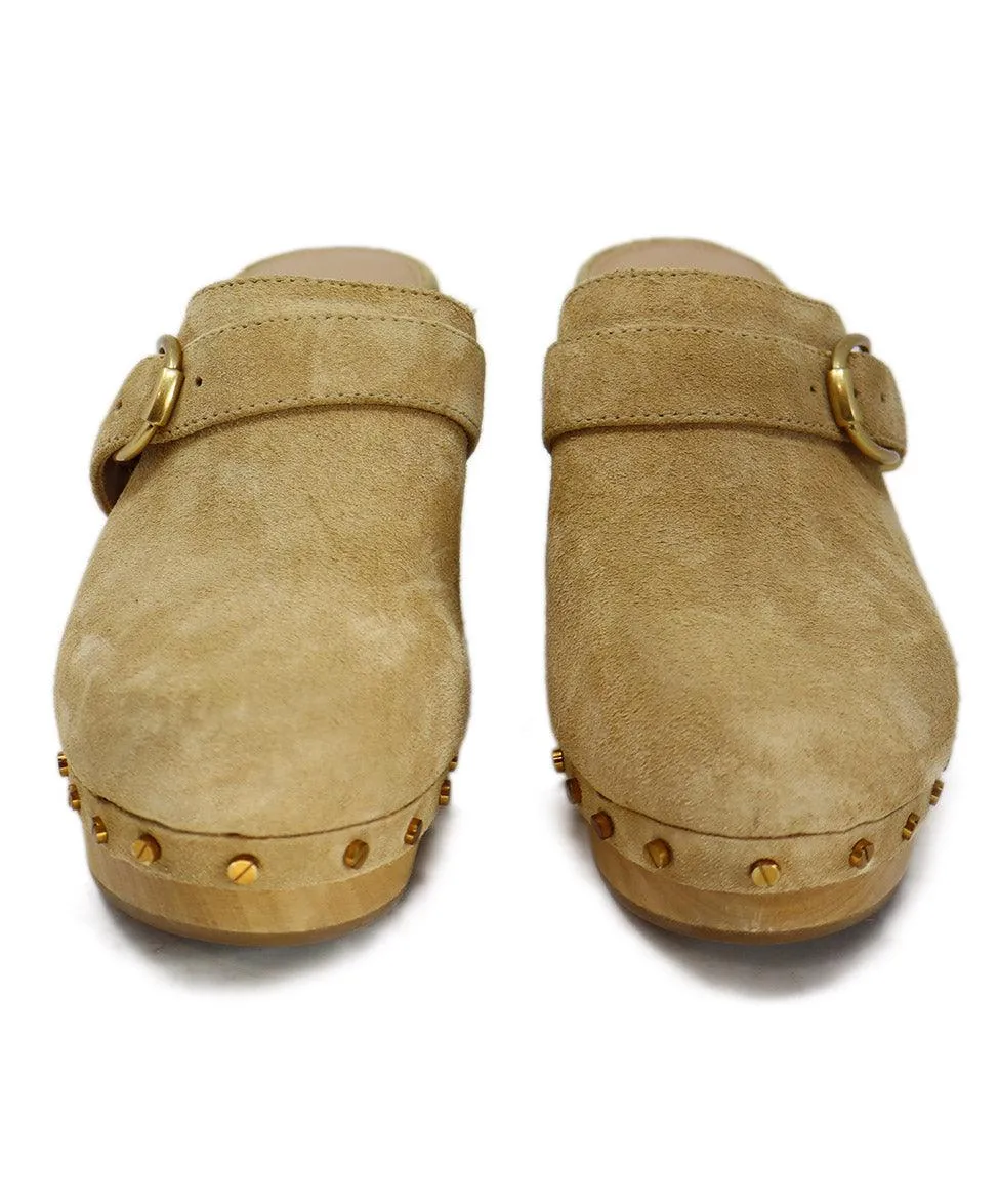 Veronica Beard Beige Suede Wood Clogs sz 7