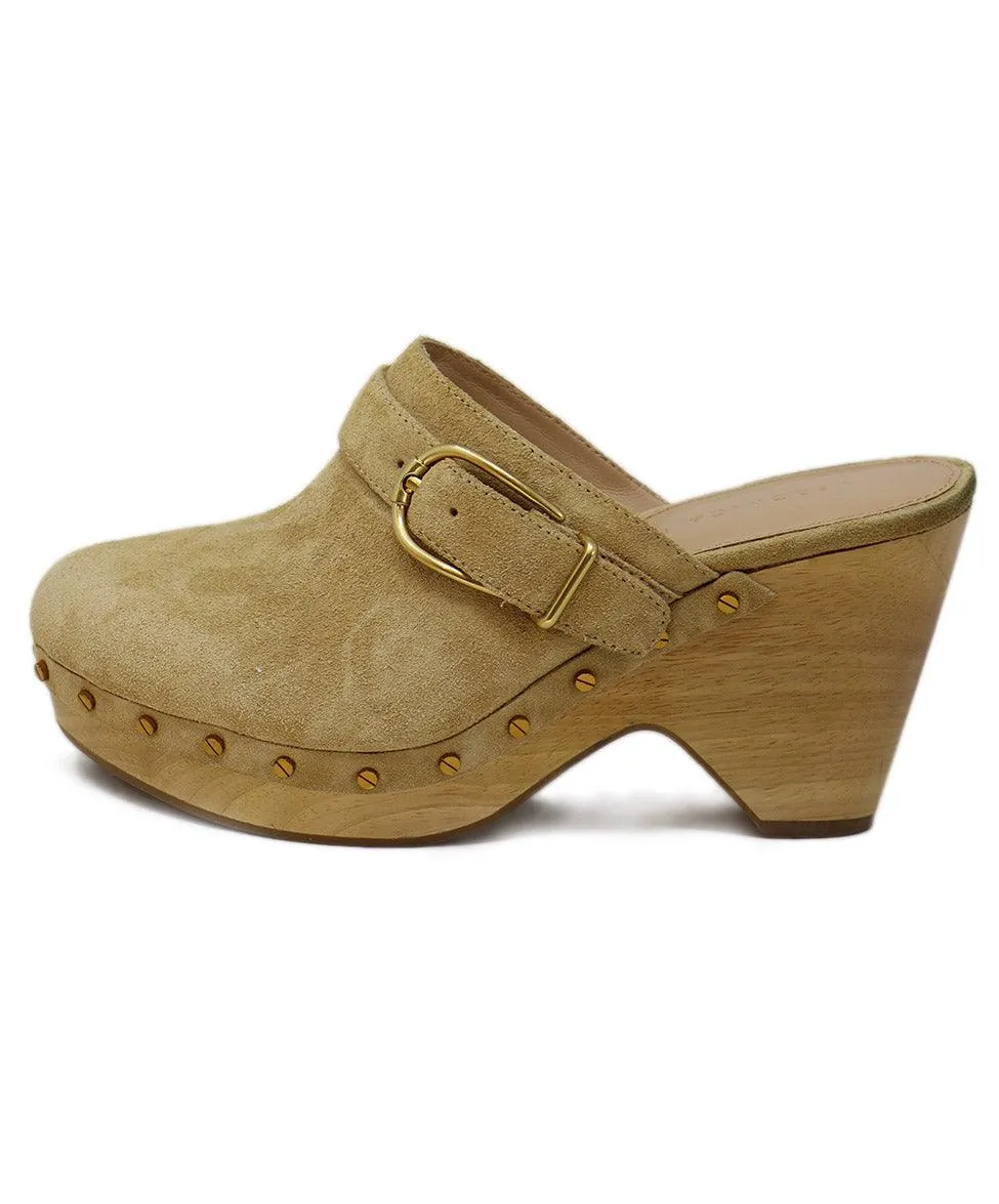Veronica Beard Beige Suede Wood Clogs sz 7