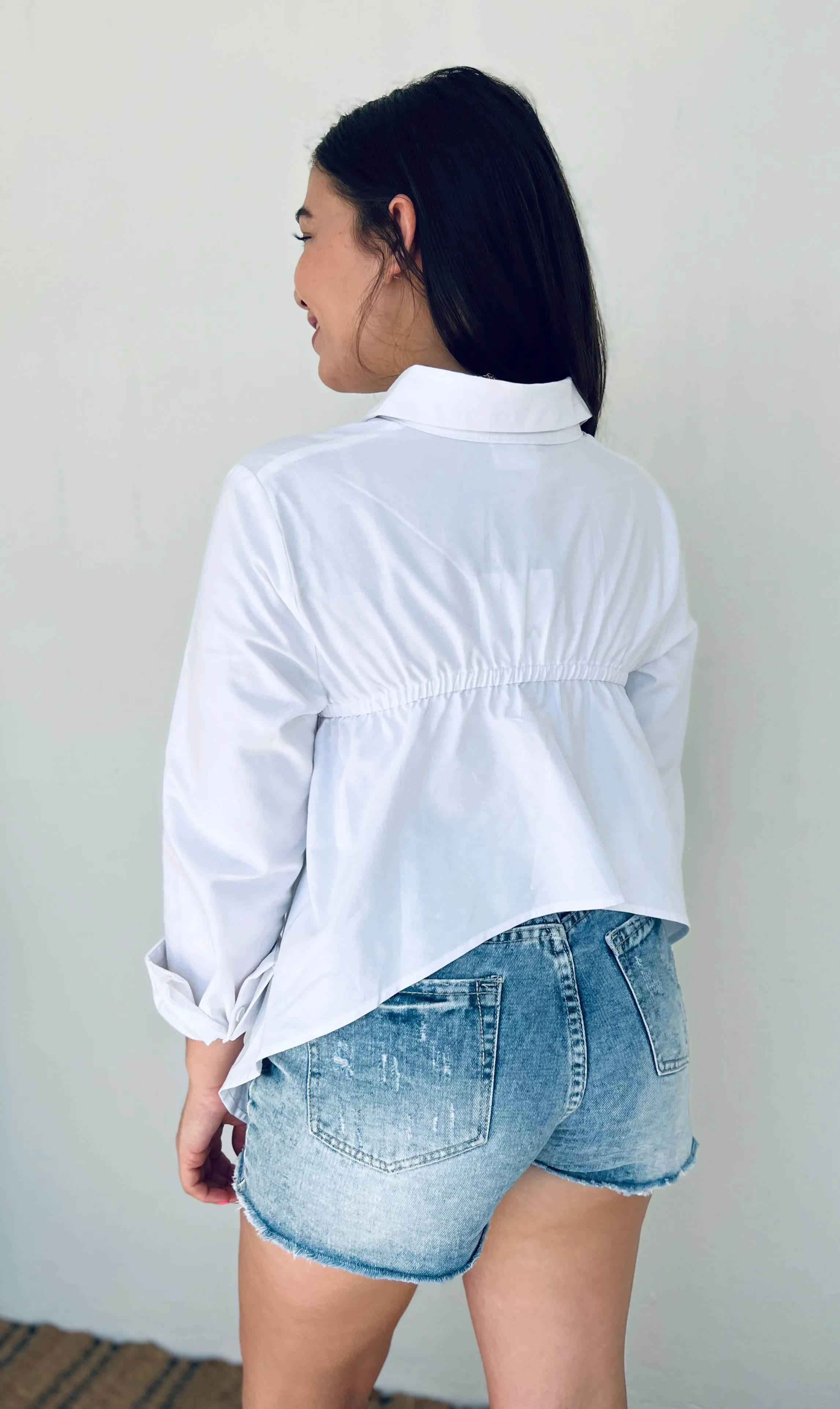 White Ruffle Top