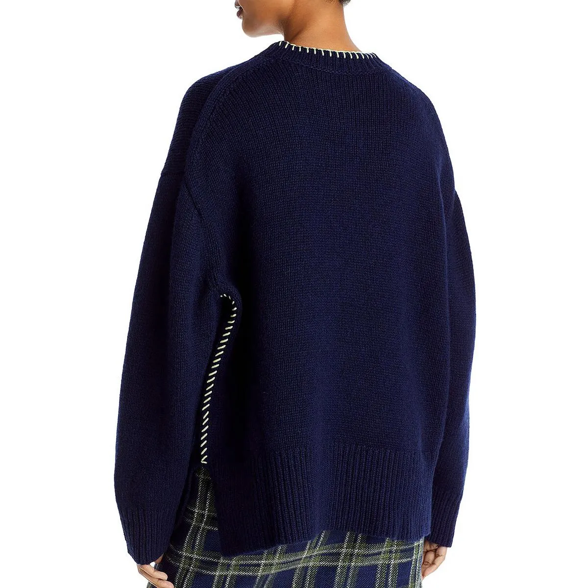 Womens Cashmere Blend Chunky Crewneck Sweater