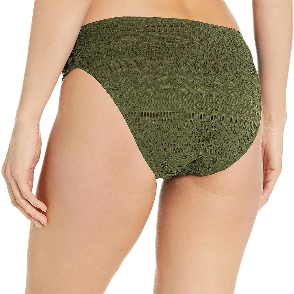 Women's Embroidered Mesh Bikini Bottom,Olive