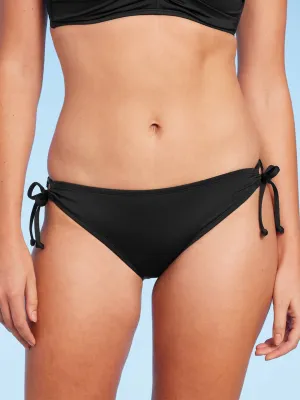 Women's Plain Solid Bikini Bottom,Black