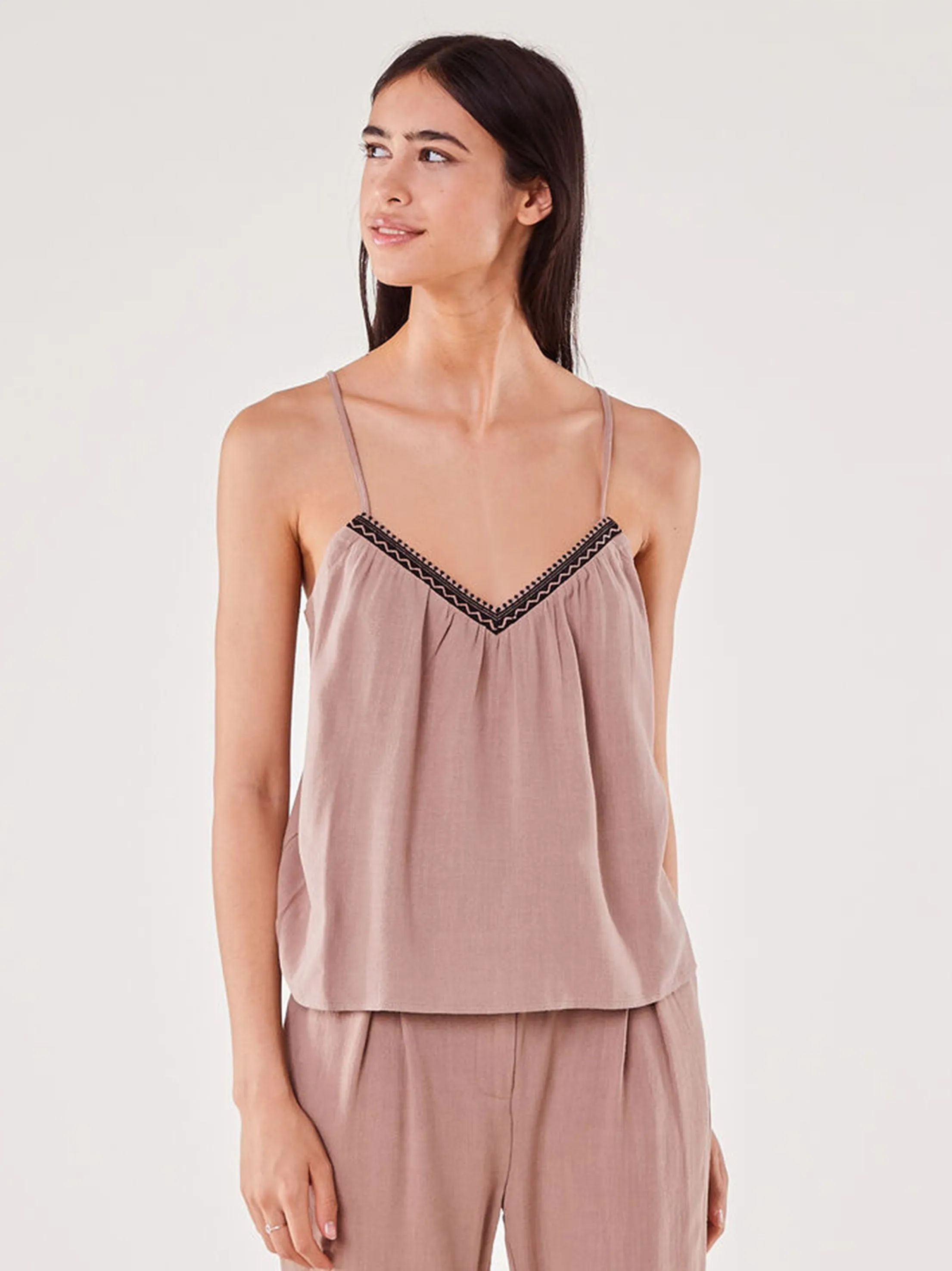 Women's Plain Thin Strap Top,Brown