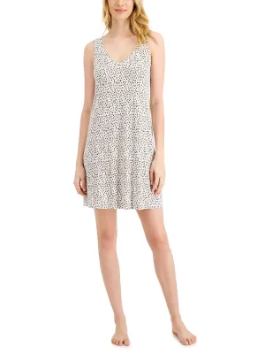 Women's Printed Sleepwear Dress,White