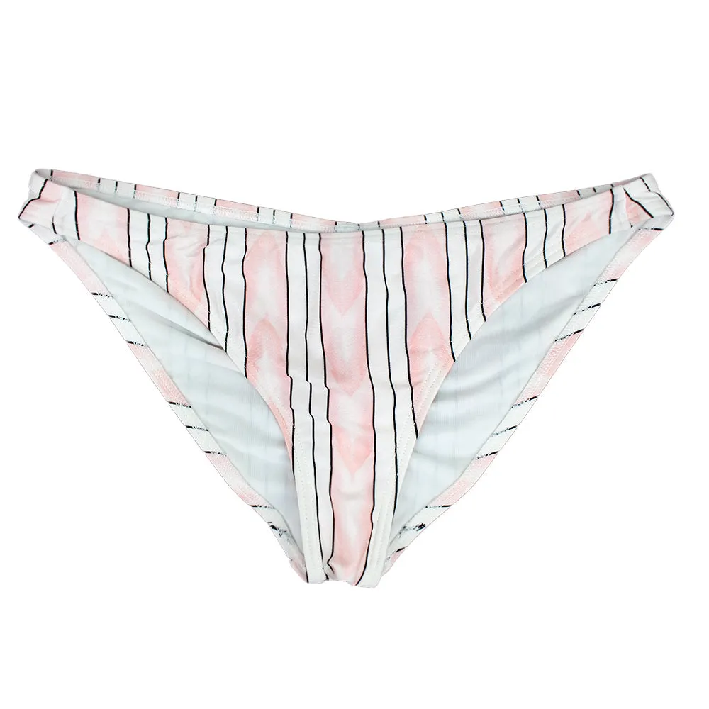 Women's Striped Pull-ON Bikini Bottom,Pink