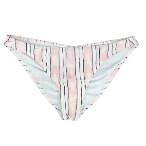 Women's Striped Pull-ON Bikini Bottom,Pink